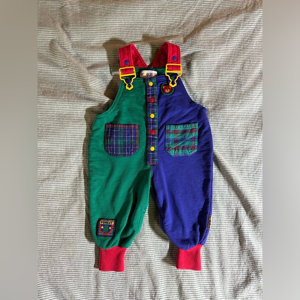 Vintage Gymboree Newborn Colorblock Overalls Romper